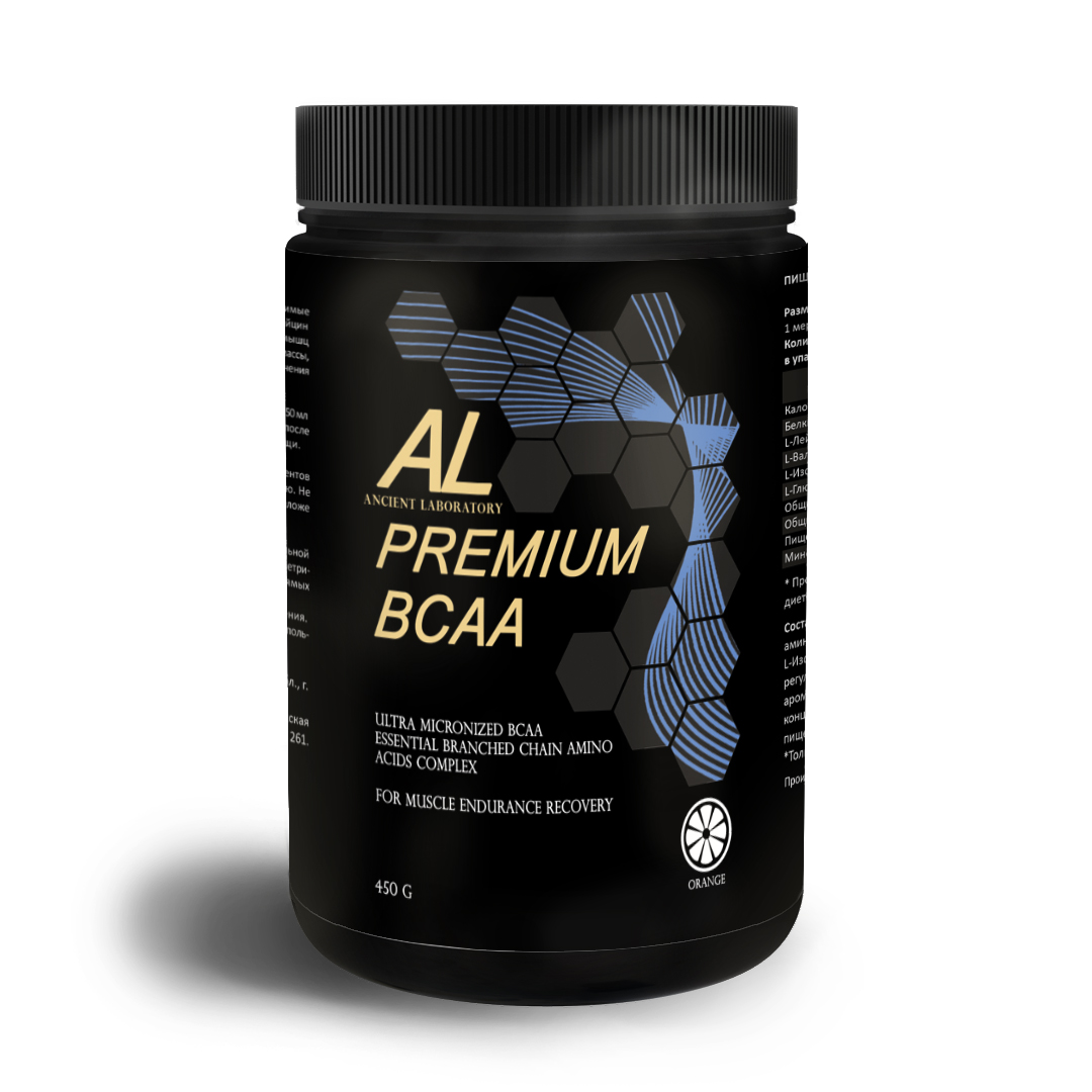 Аминокислоты Ancient Laboratory Premium BCAA 2:1:1 БЦАА 450 гр 80 порций апельсин