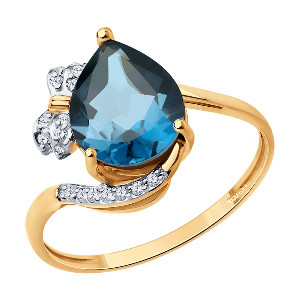 

Кольцо из красного золота с бриллиантом/топазом р. 17,5 SOKOLOV Diamonds 71-00115, 71-00115