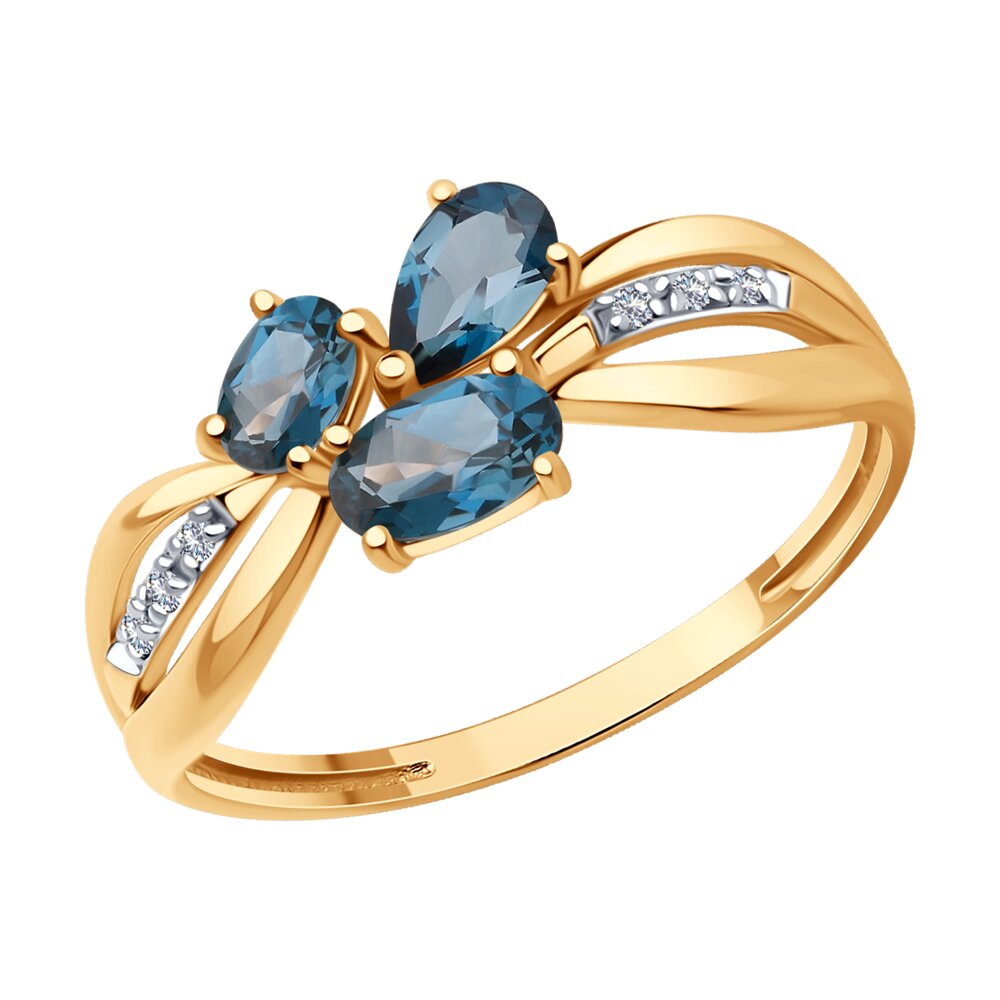 

Кольцо из красного золота р. , SOKOLOV Diamonds 71-00078, бриллиант/топаз, 71-00078