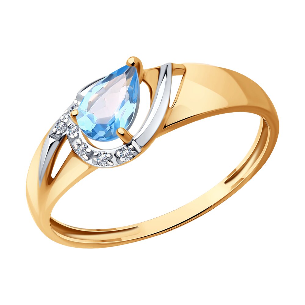 

Кольцо из красного золота р.  SOKOLOV Diamonds 71-00074, бриллиант/топаз, 71-00074