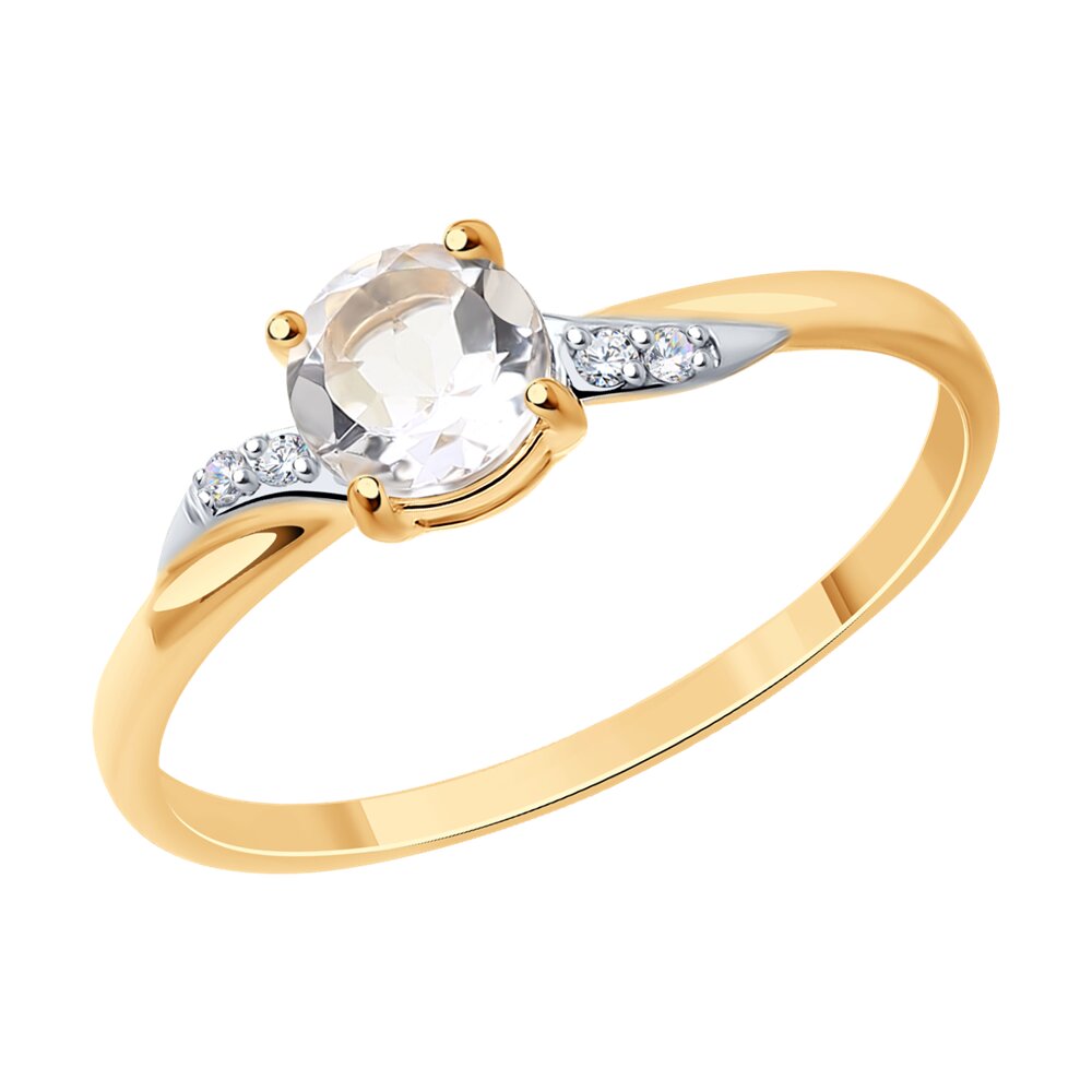 

Кольцо из красного золота с бриллиантом/горным хрусталем р.  SOKOLOV Diamonds 71-00054, 71-00054