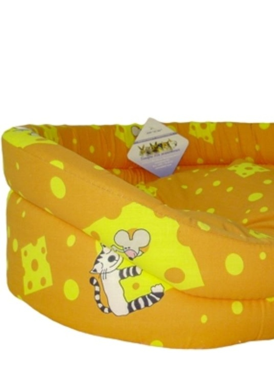 Лежак для кошек Бобровый Дворик Кошки с бортиком № 2, 49 х 38 х 16 см, желтый