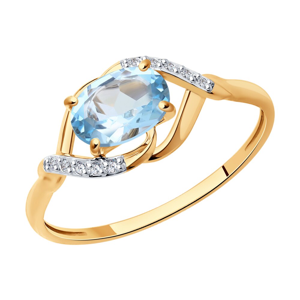 

Кольцо из красного золота с бриллиантом/топазом р. 18,5 SOKOLOV Diamonds 71-00033, 71-00033