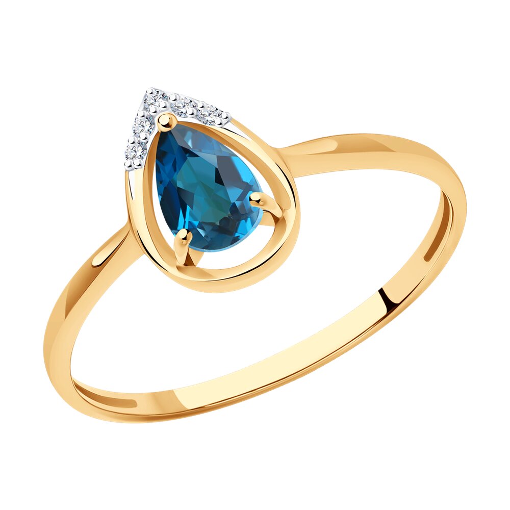 

Кольцо из красного золота с бриллиантом/топазом р.  SOKOLOV Diamonds 71-00022, 71-00022