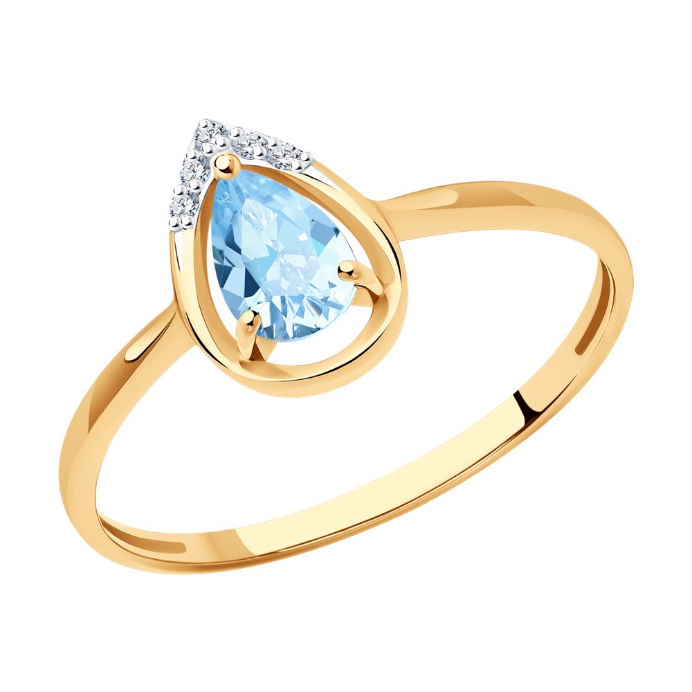 

Кольцо из красного золота р. , SOKOLOV Diamonds 71-00021, бриллиант/топаз, 71-00021