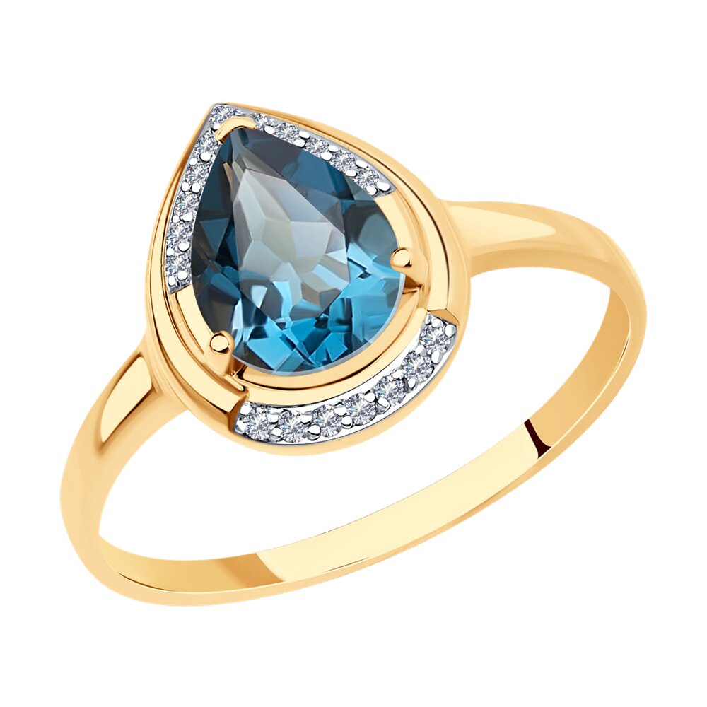 

Кольцо из золота р. 18 SOKOLOV Diamonds 71-00002, бриллиант\топаз, 71-00002