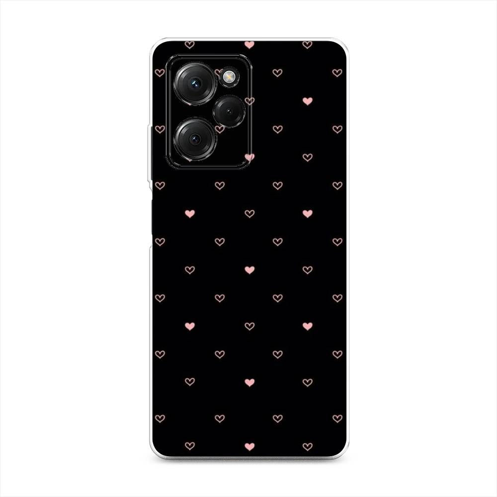 

Чехол Awog на Poco X5 Pro 5G "Черный фон и сердечки", Розовый;серый;черный, 318050-3