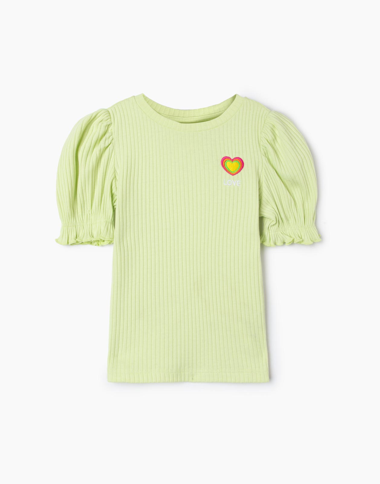 Салатовая футболка Fitted с вышивкой для девочки 7-8л/128