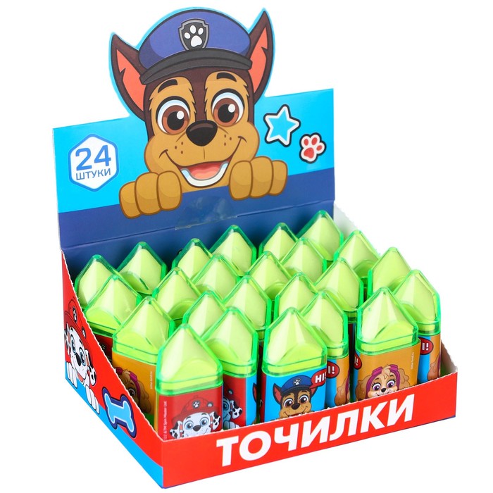 Точилка с ластиком, пластиковая, PAW PATROL (24 шт.)