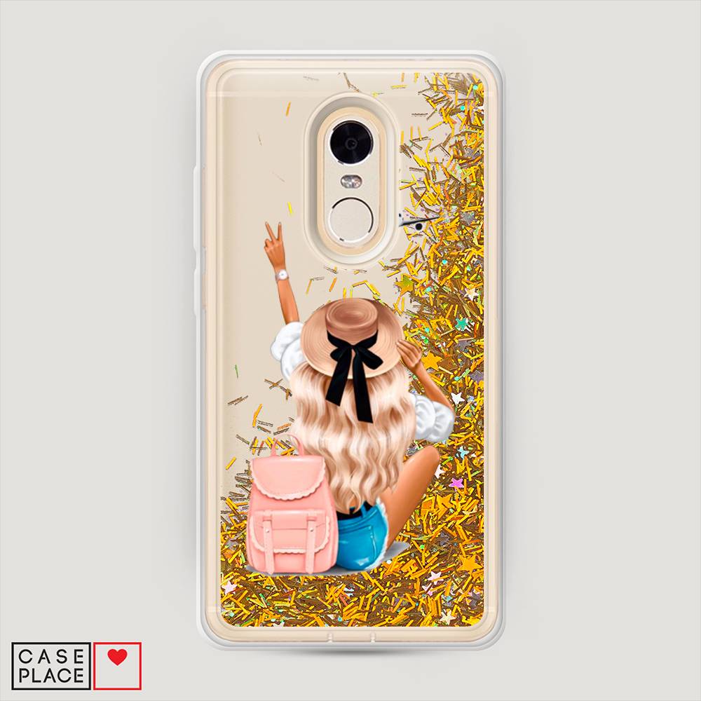 фото Жидкий чехол с блестками "автостопом самолетом" на xiaomi redmi note 4 awog