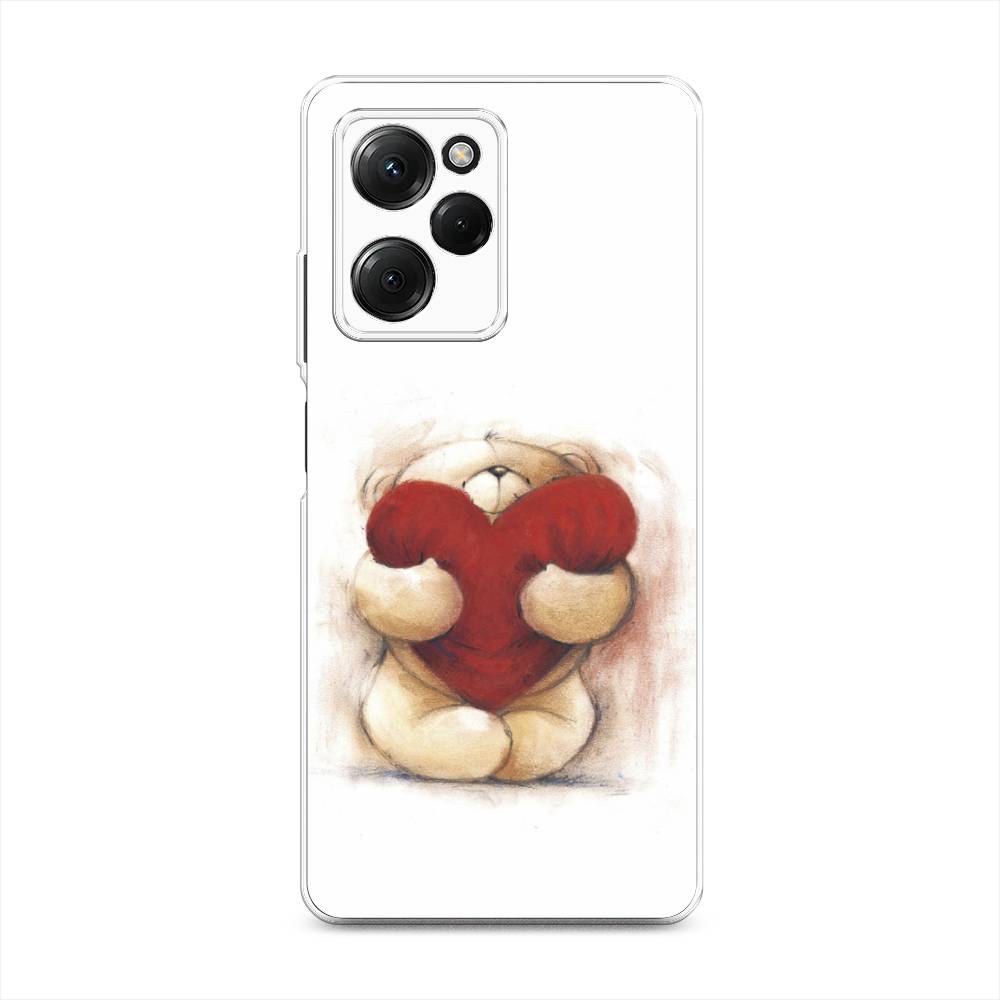 

Чехол Awog на Poco X5 Pro 5G "Мишка с сердцем 1", Белый;красный;бежевый, 318050-6
