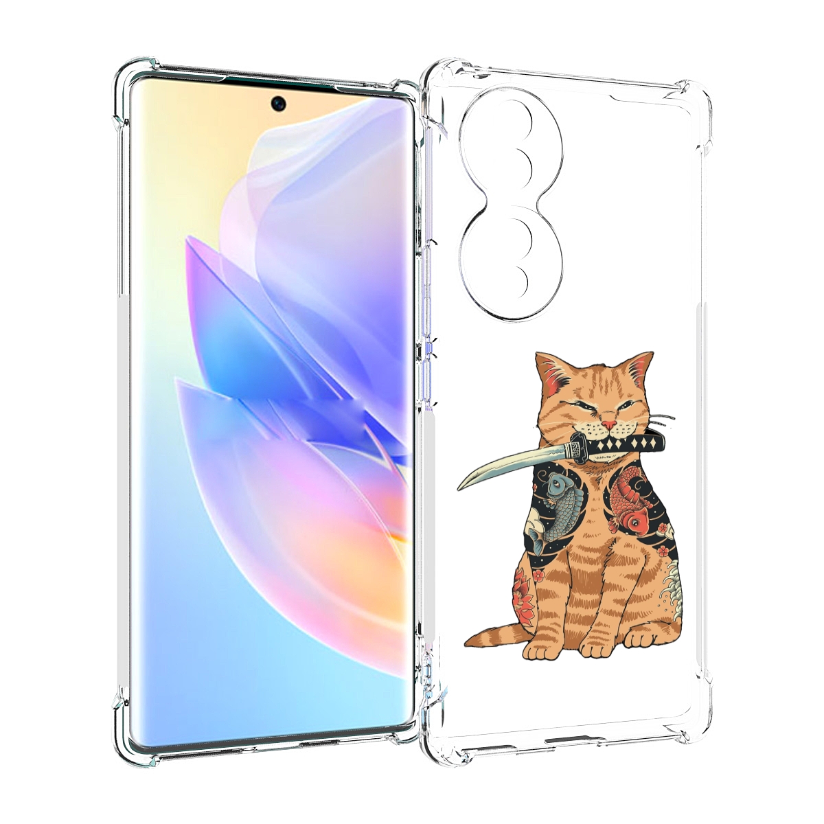 

Чехол MyPads кот-с-катаной для Honor 70, Прозрачный, Tocco