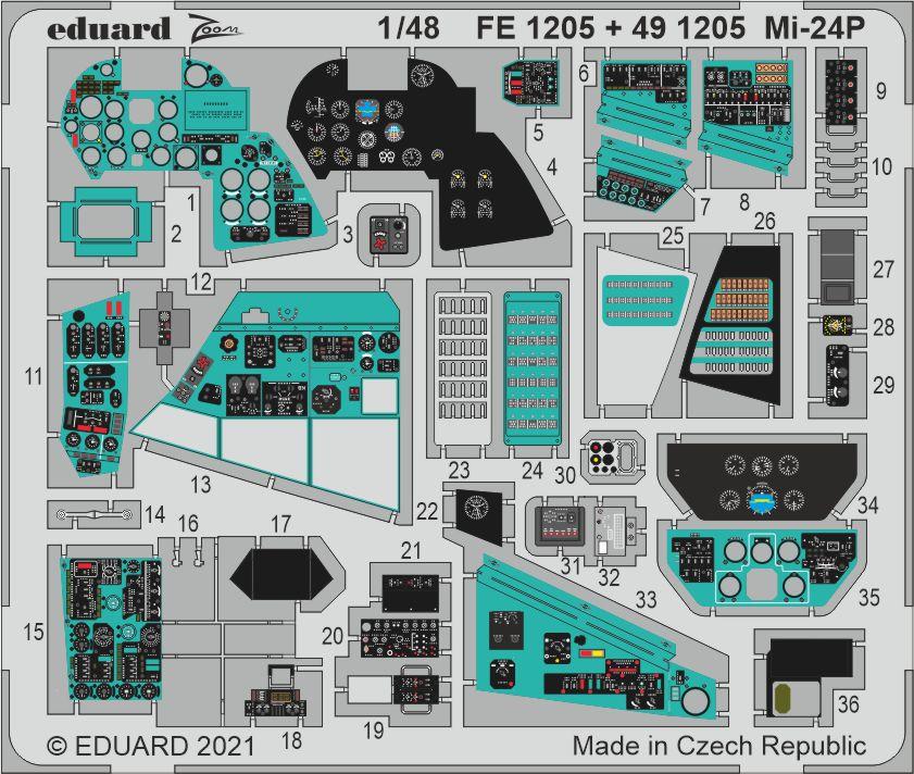 

FE1205 Eduard 1/48 Фототравление для Mu-24P, Однотонный, FE1205