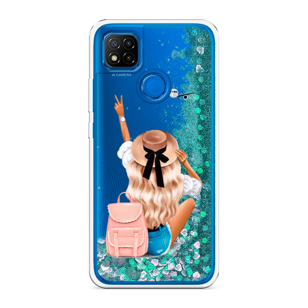 

Жидкий чехол с блестками "Автостопом самолетом" на Xiaomi Redmi 9C