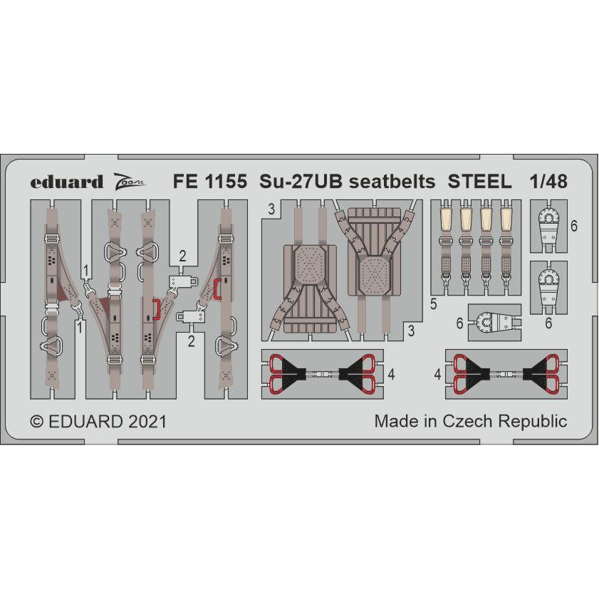 

FE1155 Eduard 1/48 Фототравление для Суххой-27УБ, стальные ремни, Однотонный, FE1155