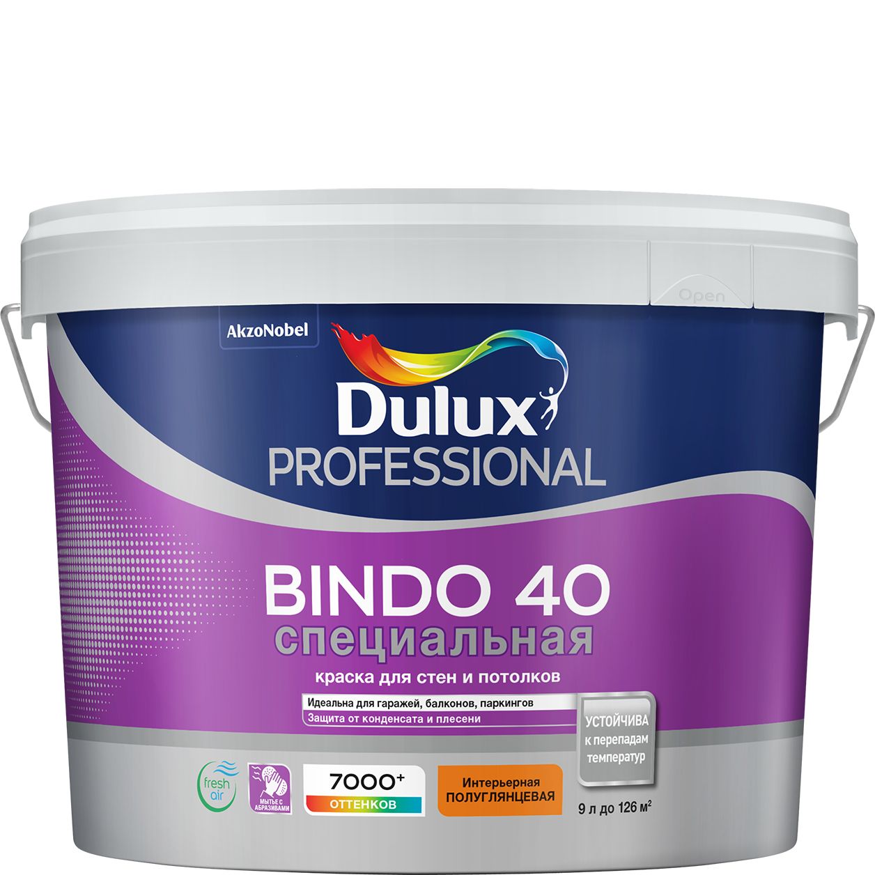 фото Краска для стен и потолков dulux professional bindo 40, полуглянцевая,база bw, 9 л