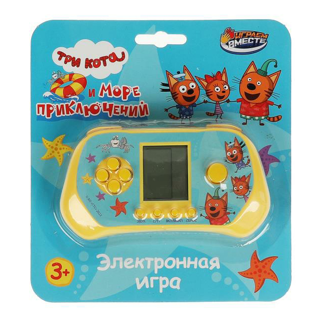 

Интерактивная игрушка Играем Вместе Электронная логическая игра Три Кота, Голубой;желтый