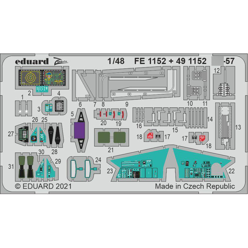 

FE1152 Eduard 1/48 Фототравление для Суххой-57, Однотонный, FE1152