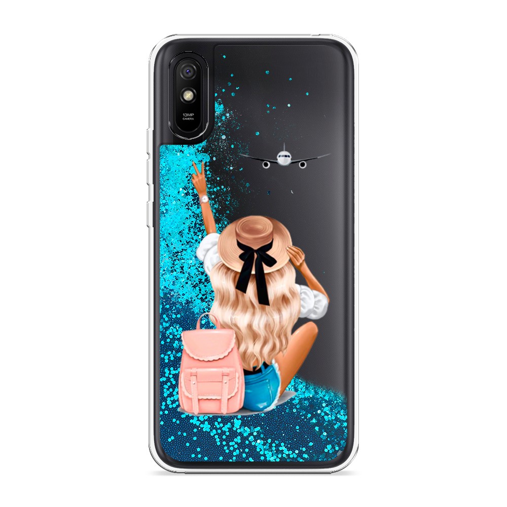 

Жидкий чехол с блестками "Автостопом самолетом" на Xiaomi Redmi 9A, 38993-1