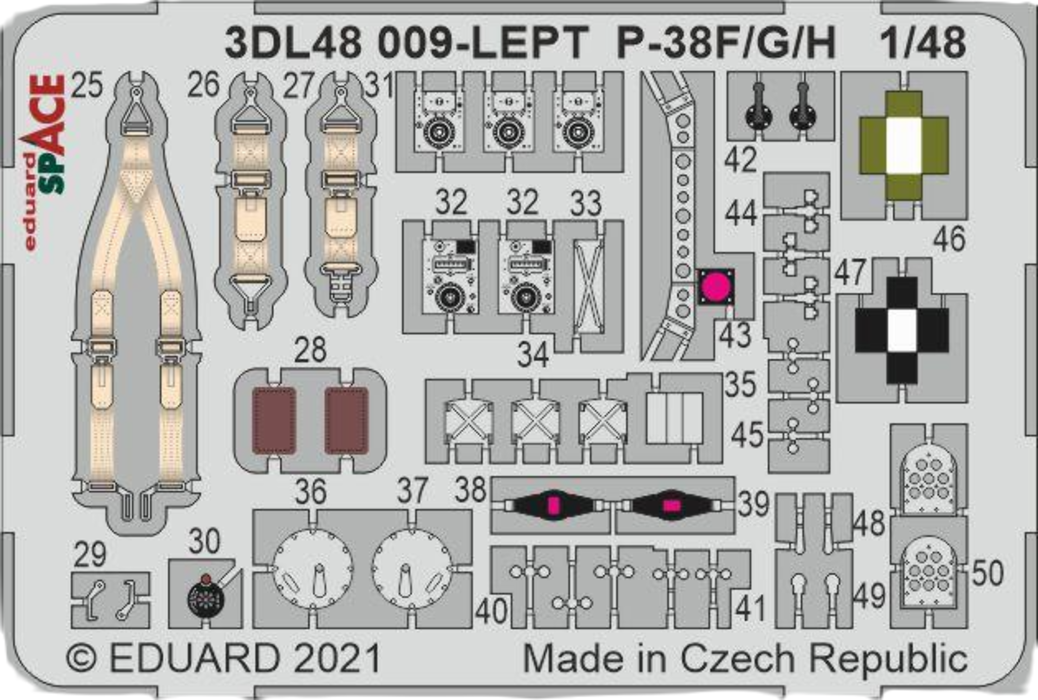 

3DL48010 Eduard 1/48 Объёмная 3D декаль для P-38G SPACE, 3DL48010