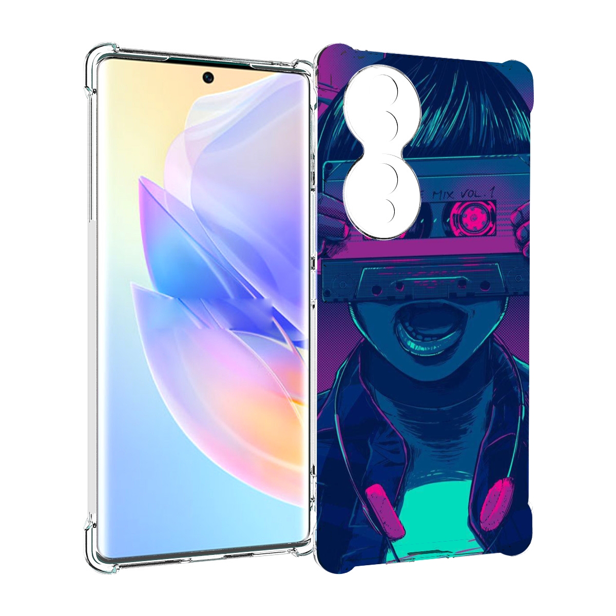 

Чехол MyPads киберпанк с кассетой для Honor 70, Прозрачный, Tocco