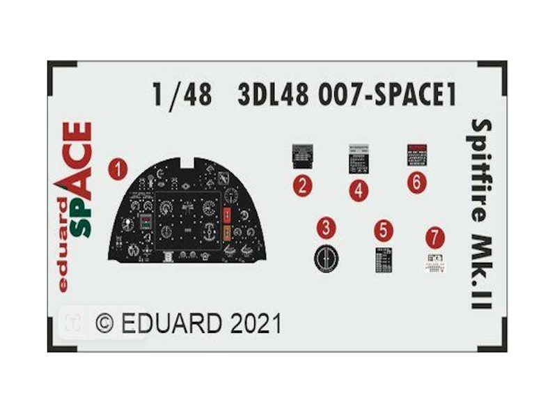 

3DL48007 Eduard 1/48 Объёмная 3D декаль для Spitfire Mk. II SPACE, Однотонный, 3DL48007