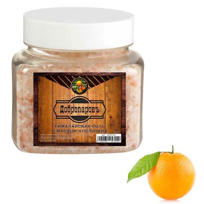фото Гималайская красная соль добропаровъ с маслом мандарина, 2-5мм, 300гр