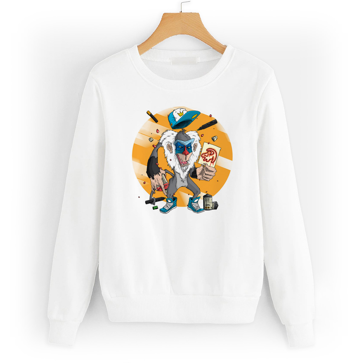 

Свитшот белый CoolPodarok Шимпанзе с рисунком собаки, 6W015822
