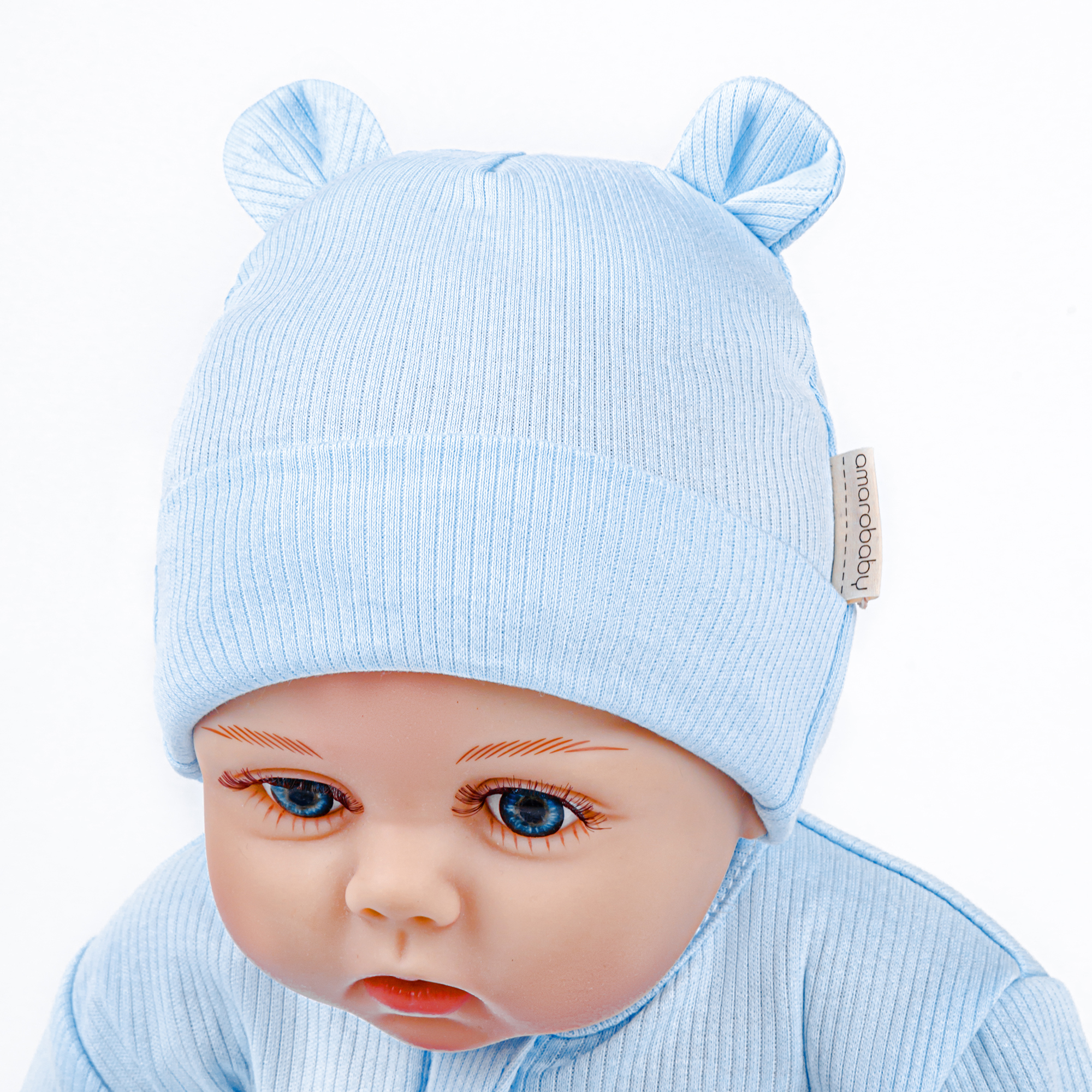 Шапка детская Amarobaby Fashion bear, голубой, 42-44