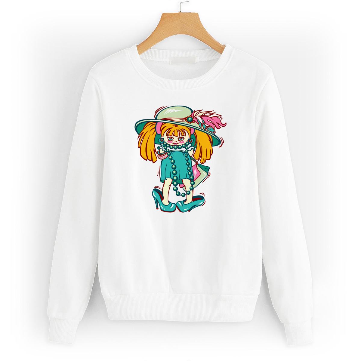 

Свитшот белый CoolPodarok Иллюстрация. Модница, W0151459