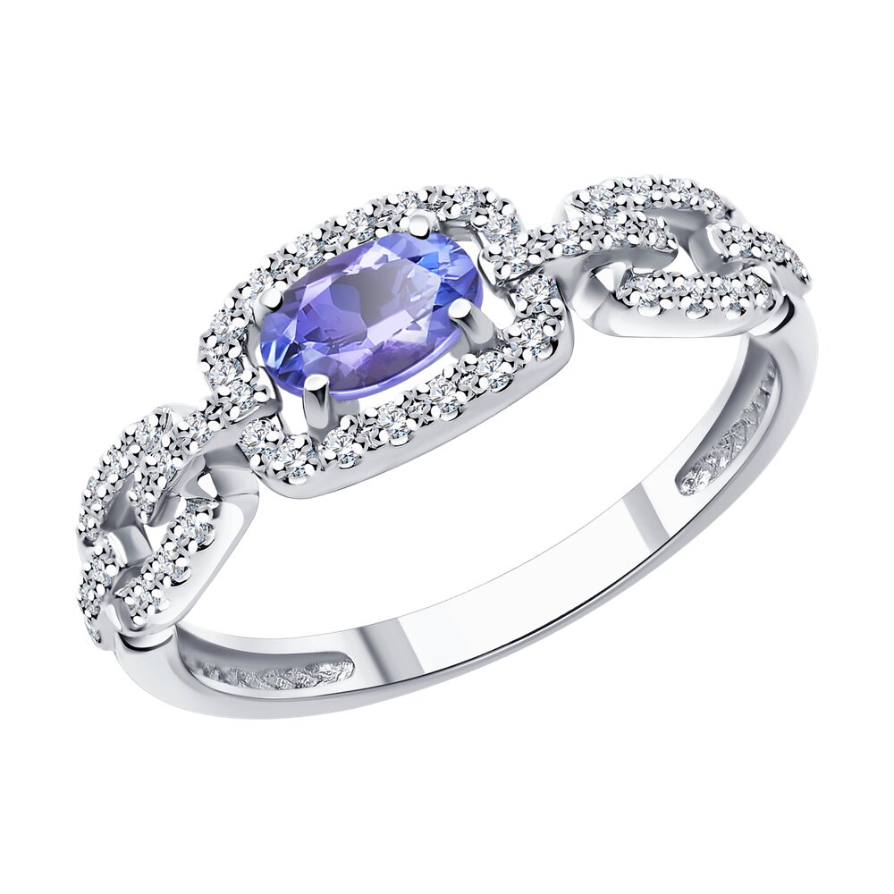 

Кольцо из золота р.  SOKOLOV Diamonds 6014327-3, бриллиант\танзанит, 6014327-3