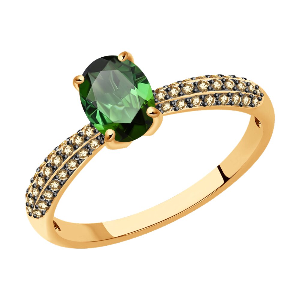 

Кольцо из красного золота с бриллиантом/турмалином р. 17,5 SOKOLOV Diamonds 6014316, 6014316