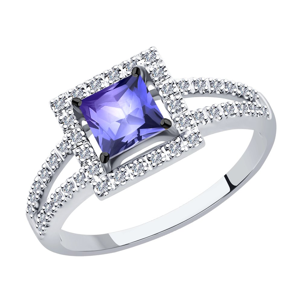 

Кольцо из белого золота р.  SOKOLOV Diamonds 6014161, бриллиант/танзанит, 6014161