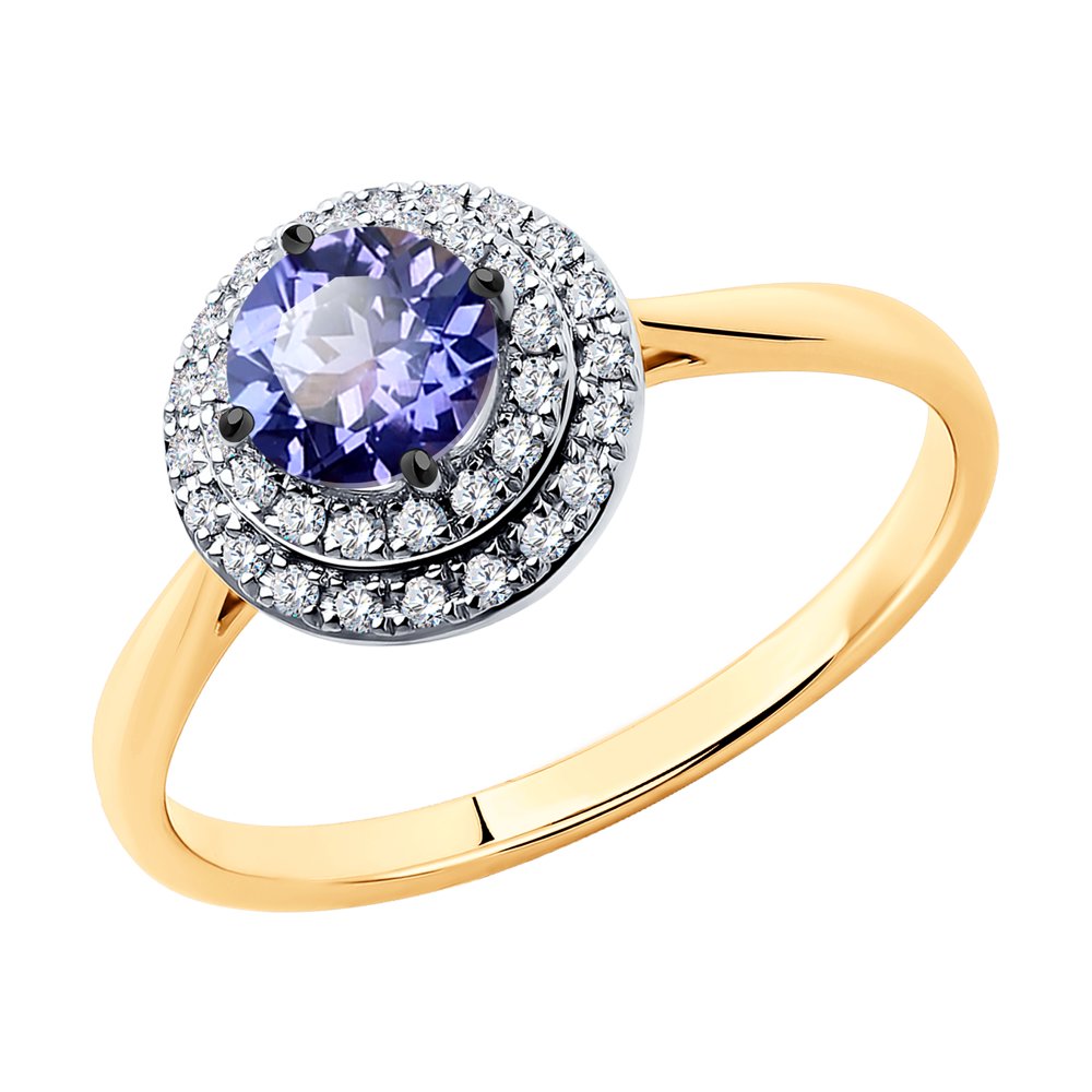 

Кольцо из красного золота с бриллиантом/танзанитом р.  SOKOLOV Diamonds 6014141, 6014141