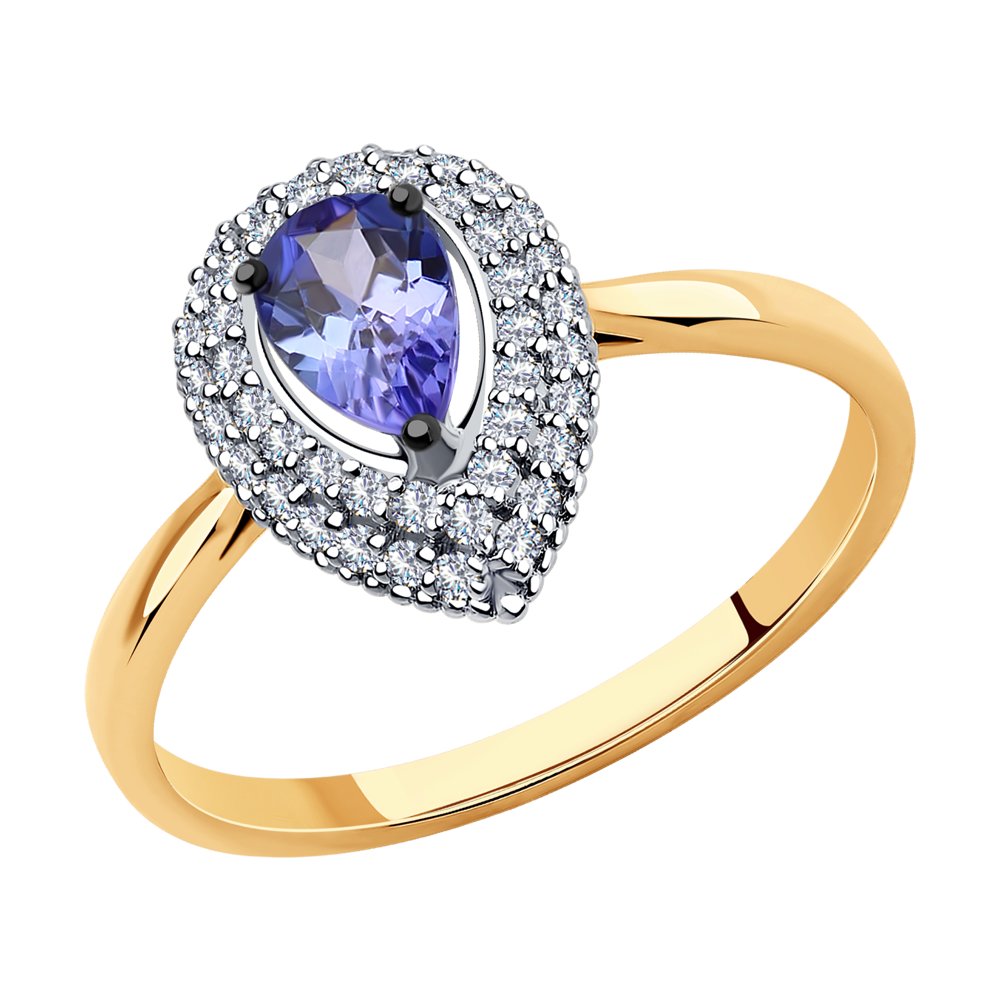 

Кольцо из красного золота с бриллиантом/танзанитом р. 16 SOKOLOV Diamonds 6014138, 6014138