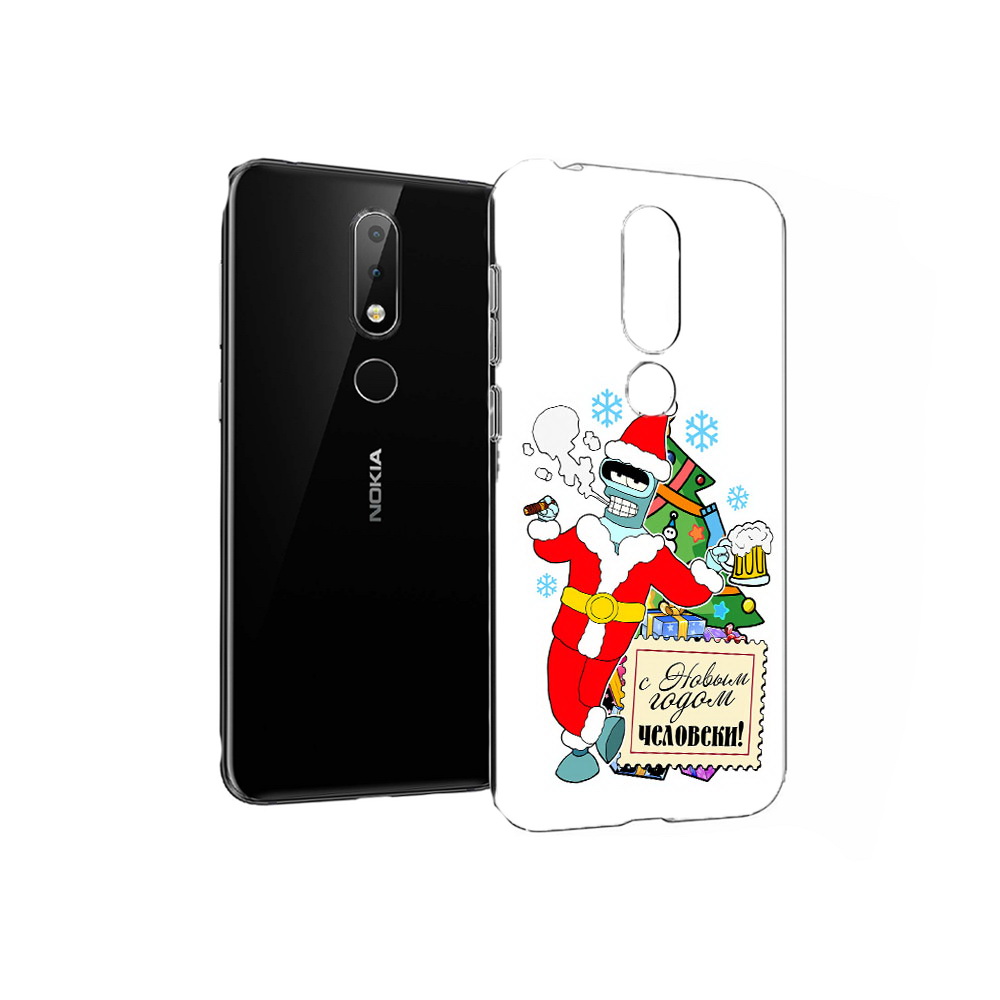 

Чехол MyPads Tocco для Nokia X6 С новым годом человеки (PT115295.99.150), Прозрачный, Tocco