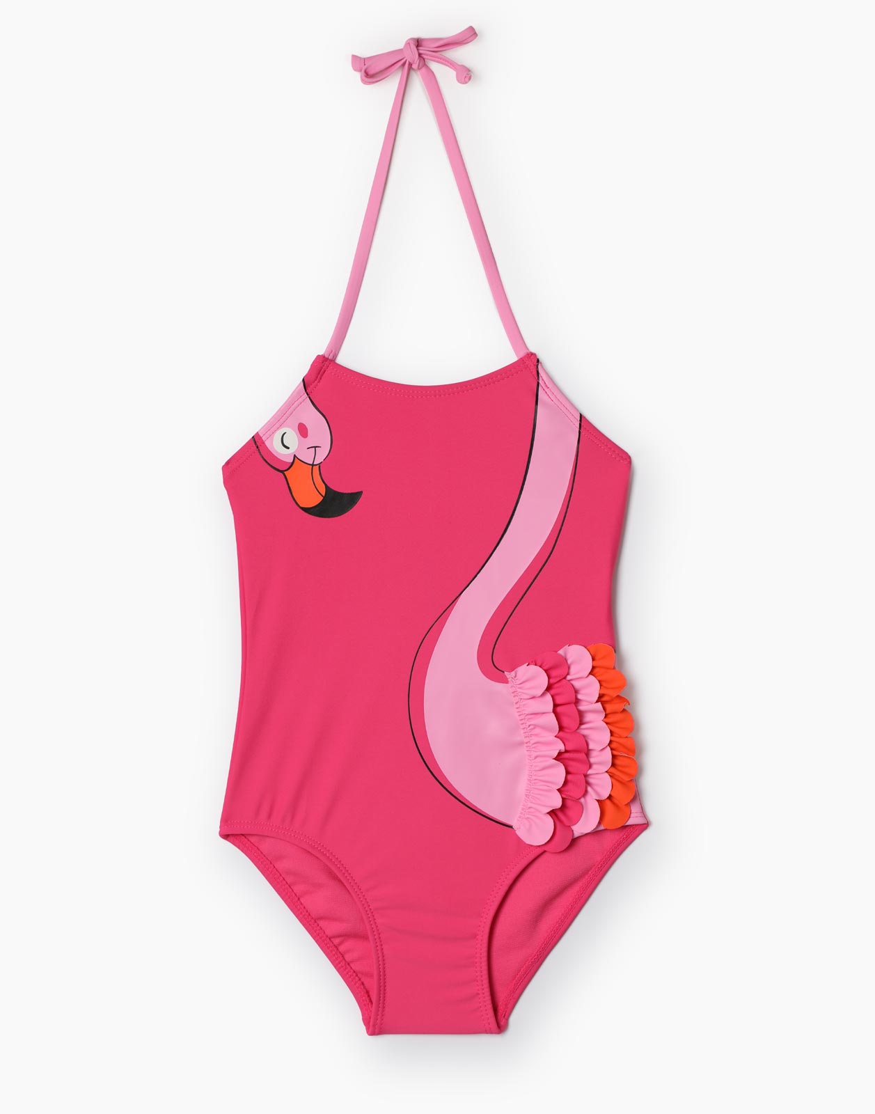 Розовый слитный купальник с фламинго для девочки р.92