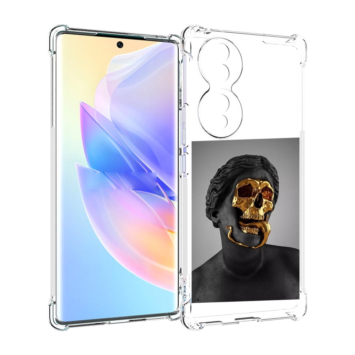 

Чехол MyPads золотой череп в статуе для Honor 70, Прозрачный, Tocco