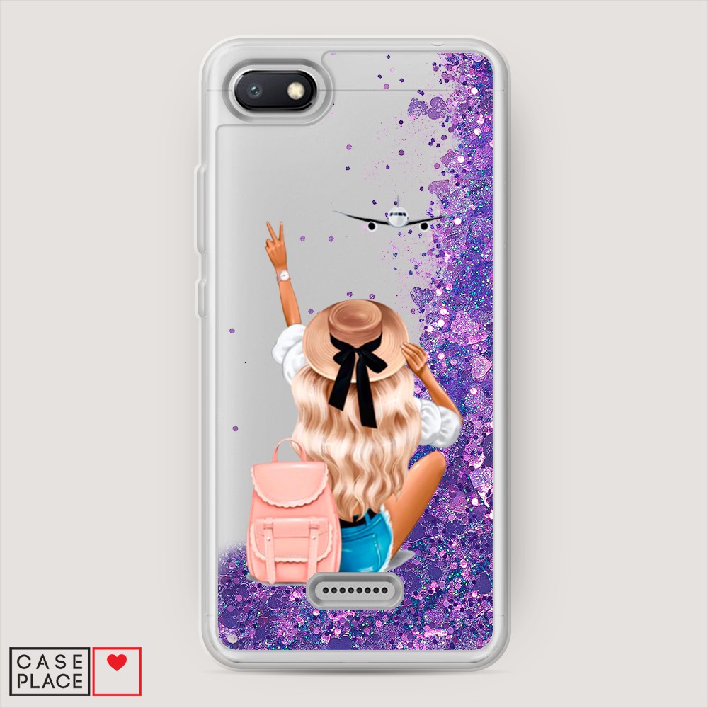 

Жидкий чехол с блестками "Автостопом самолетом" на Xiaomi Redmi 6A, 34192-1
