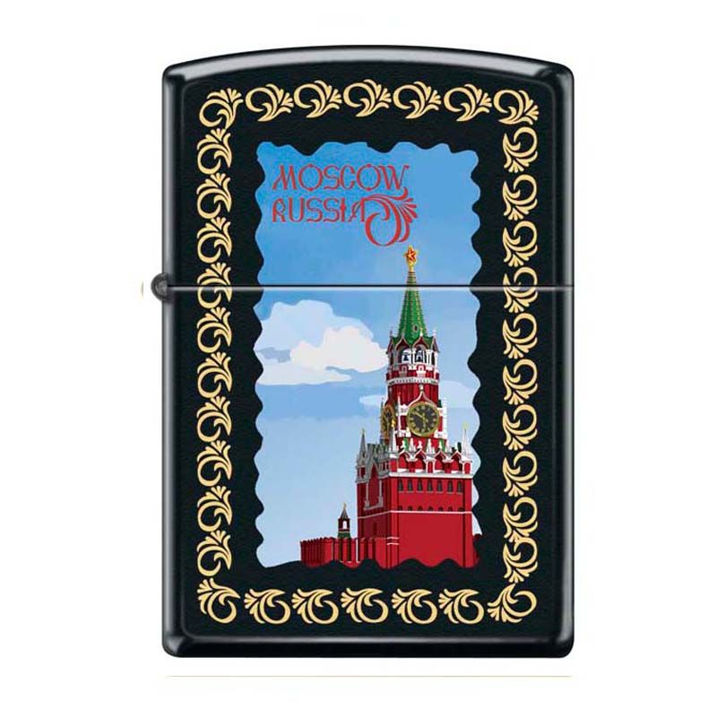 фото Бензиновая зажигалка zippo moscow kremlin framed black matte