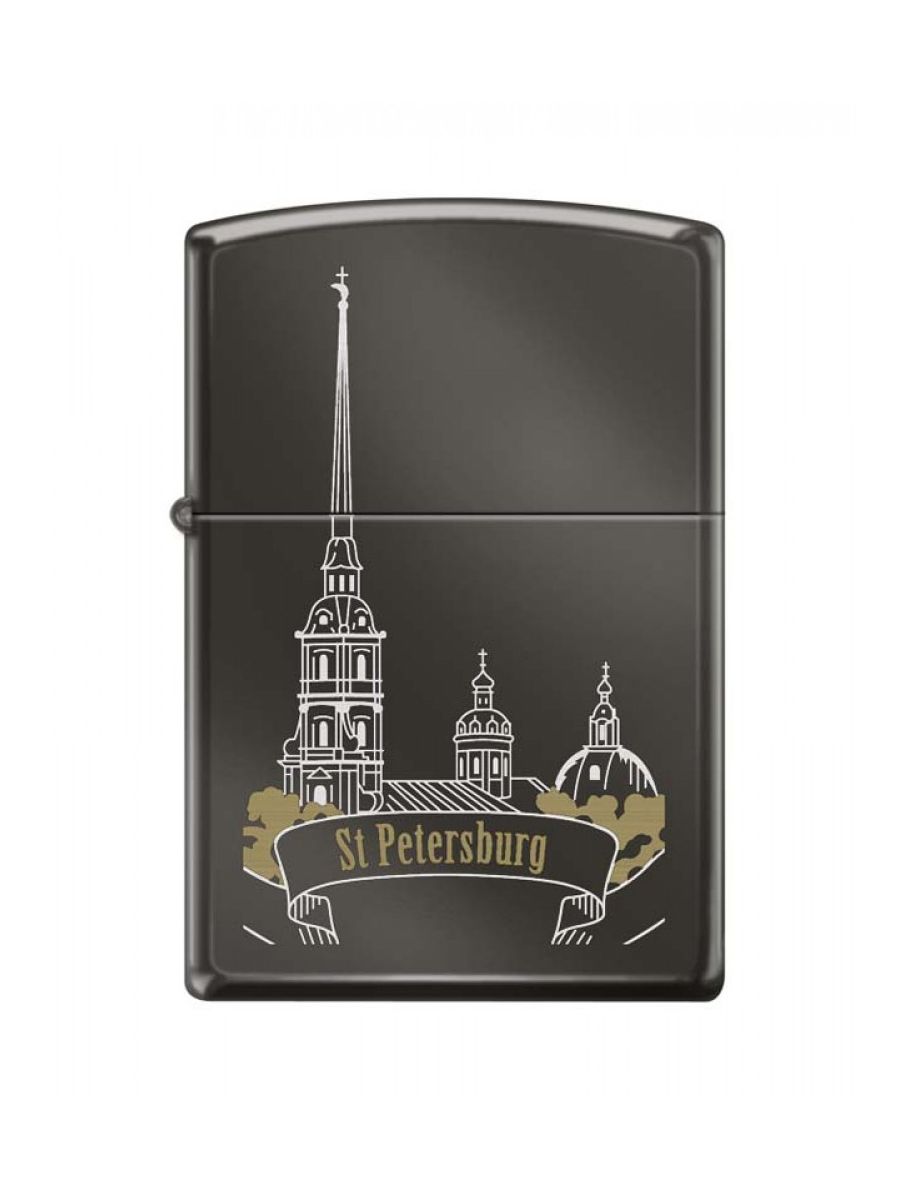 фото Бензиновая зажигалка zippo st petersburg skyline black ice