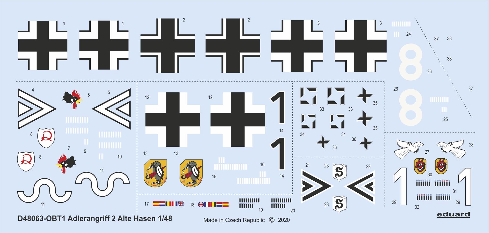 

D48063 Eduard 1/48 Декаль для ADLERANGRIFF: Alte Hasen, D48063