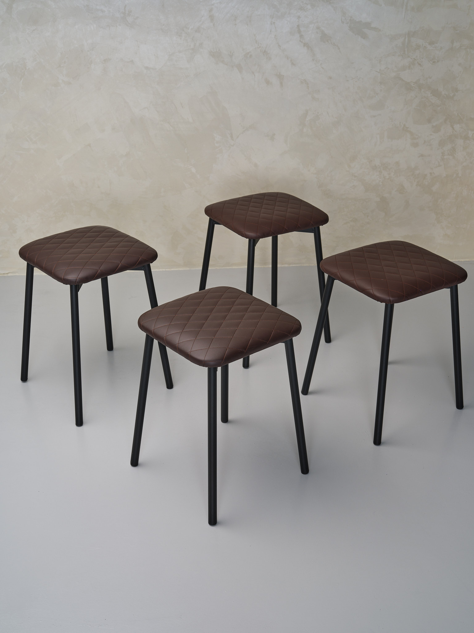 Табурет для кухни Furnica Stool с мягким сиденьем, 4 шт коричневый