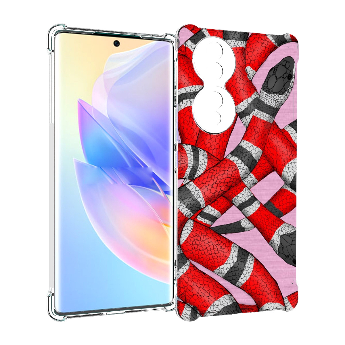 

Чехол MyPads змея-красно-черно-белый для Honor 70, Прозрачный, Tocco