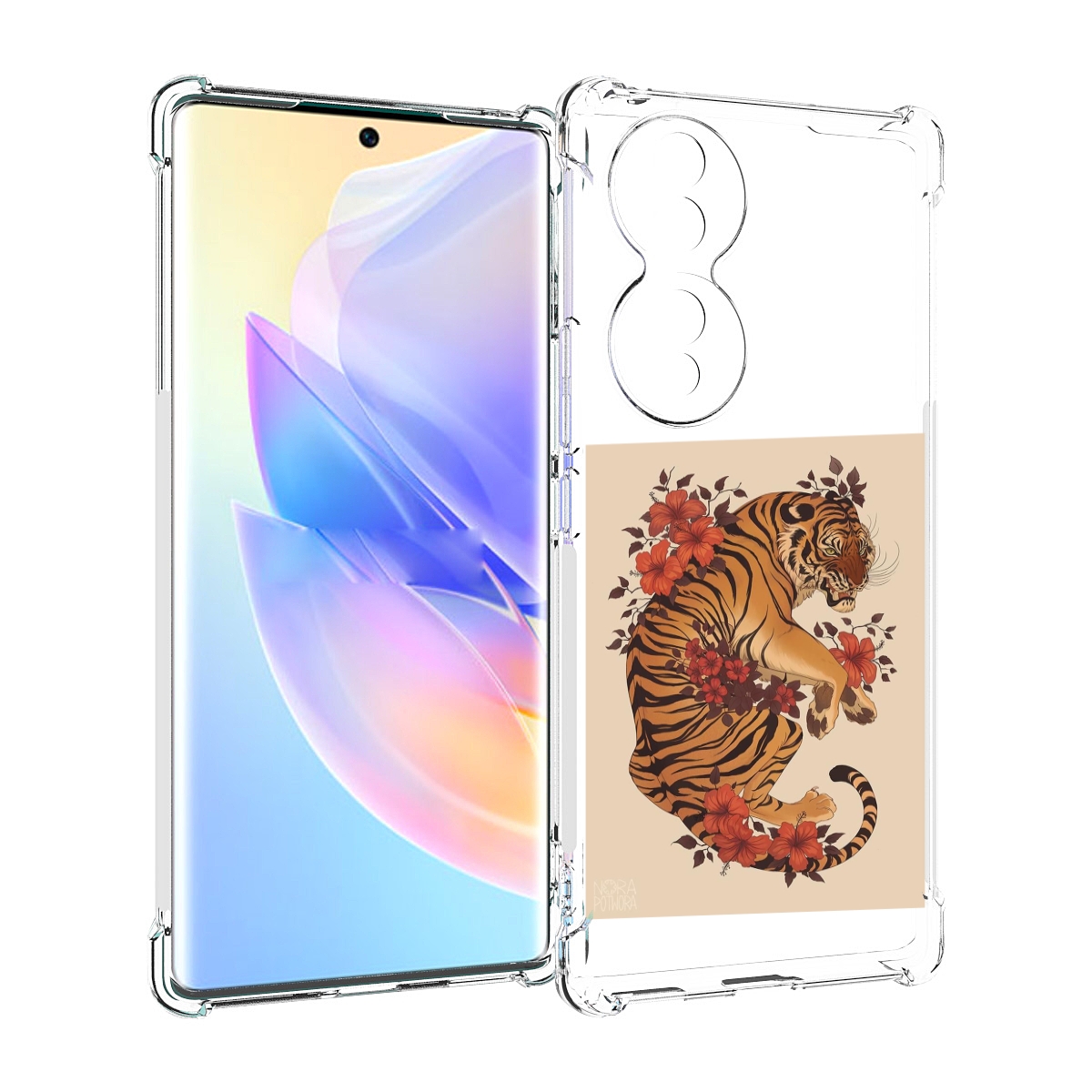 

Чехол MyPads злой-тигр-с-цветами для Honor 70, Прозрачный, Tocco