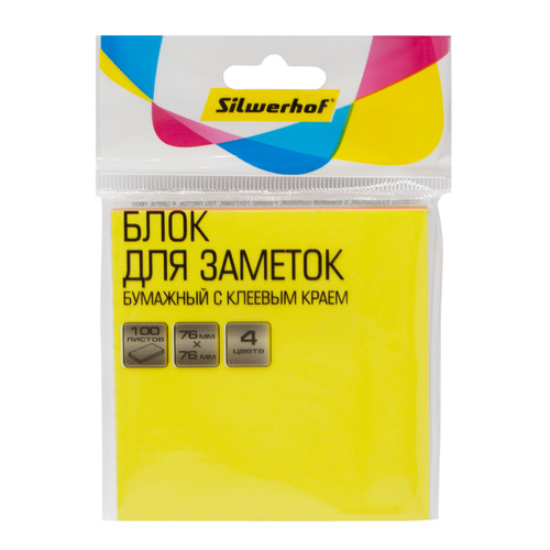 

Упаковка блоков самоклеящихся Silwerhof 76x76, 100 л, 4 цв, неон