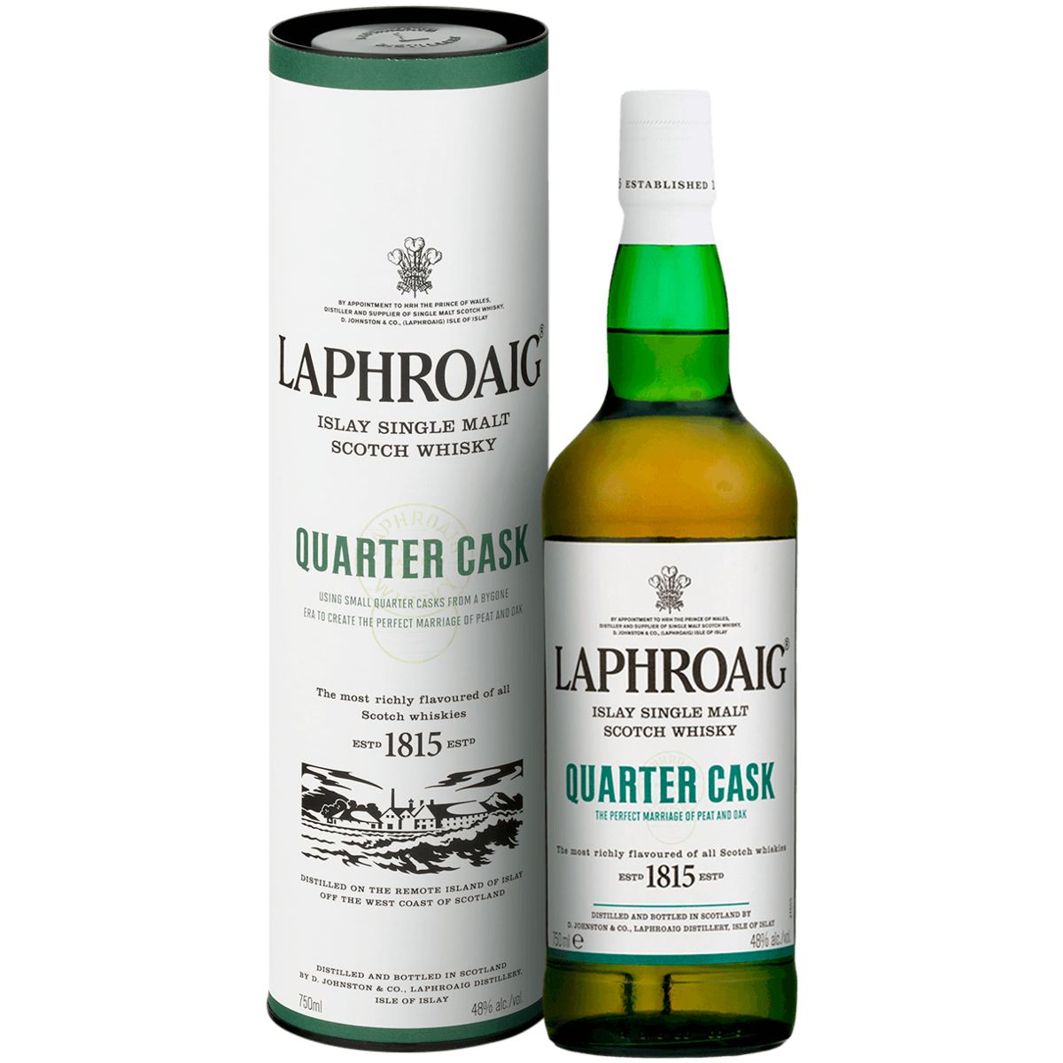 Islay malt. Laphroaig Quarter Cask этикетка ящик.