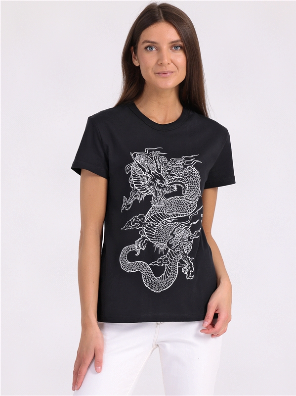 

Футболка женская Апрель ф269001010Р1А черная 84/164, Черный, ф269001010Р1А