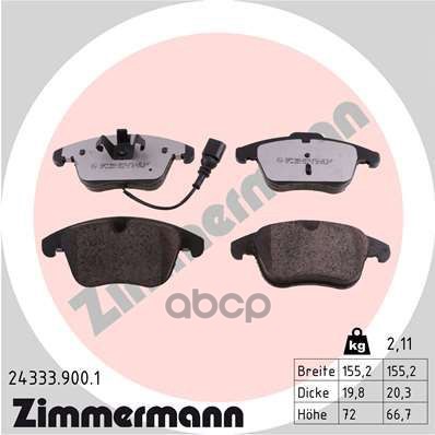 

Тормозные колодки ZIMMERMANN дисковые 243339001