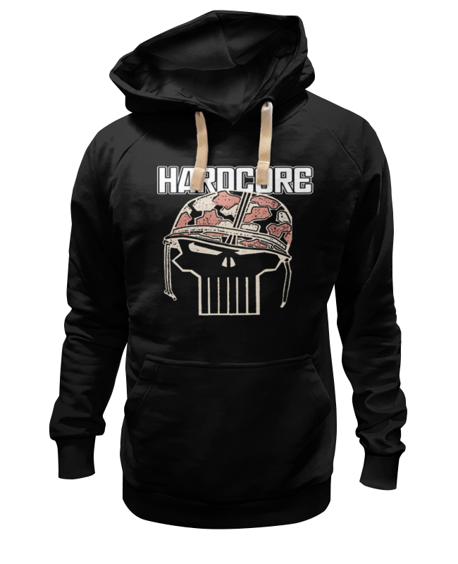 

Худи унисекс Printio Череп в каске hardcore черное L, Черный, Череп в каске hardcore